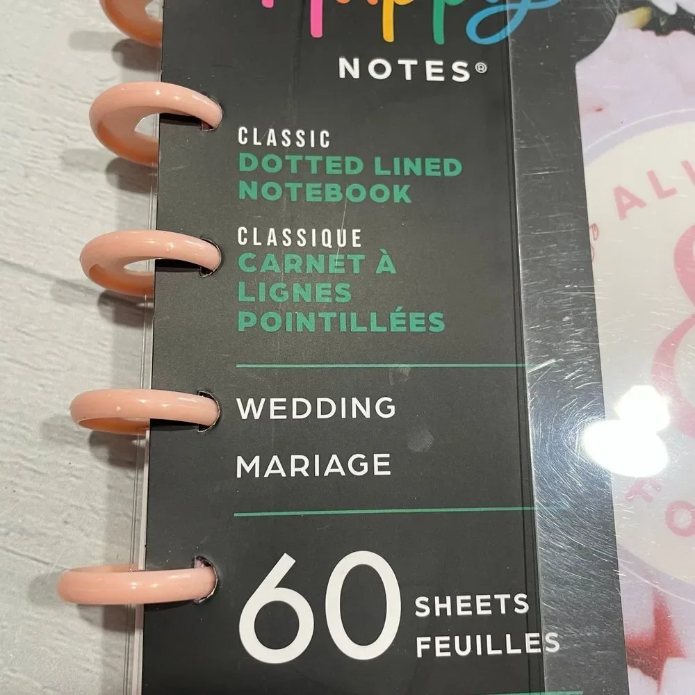 Happy Planner dotted lined‎ notebook wedding theme